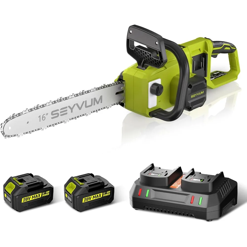 

Brushless 40V 16 Inch Chainsaw with 2 x 4.0Ah Batteries, Electric Chain Saw Cordless with Tool-free Chain Tension, Auto Oiling,