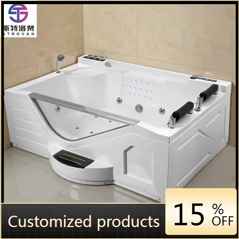 

ZXHK 2 Person whirlpool Acrylic Massage Bathtub Hotel Luxury Bath Freestanding Hydromassage