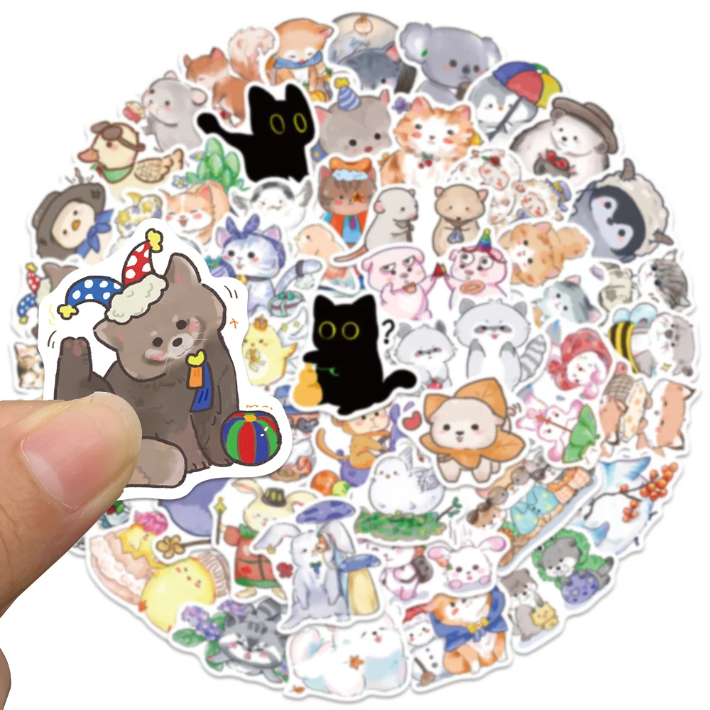 5 مجموعات ريترو لطيف الكرتون الحيوانات ملصقات لأجهزة الكمبيوتر المحمول زجاجة ماء الأمتعة دفتر الغيتار الهاتف مقاوم للماء شارات الفينيل #6