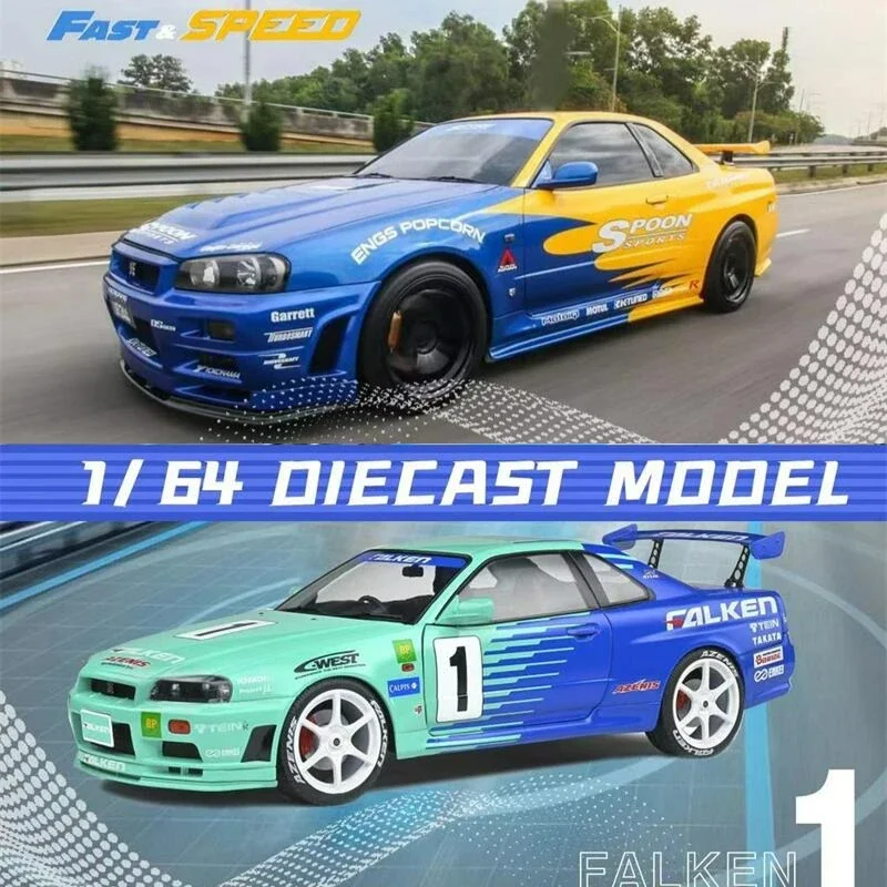 

** Предзаказ ** быстрая скорость FS 1:64 Skyline R34 GT-R BNR34 limited999 литая модель автомобиля