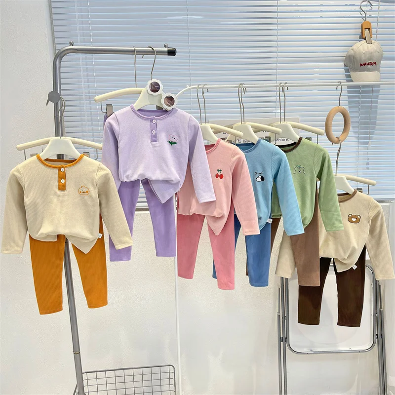 New Kids Autumn Cartoon Pajamas cute Girls Infant Long Sleeve Trousers Warm Set Boys Baby Home Clothes fashion Children Clothing