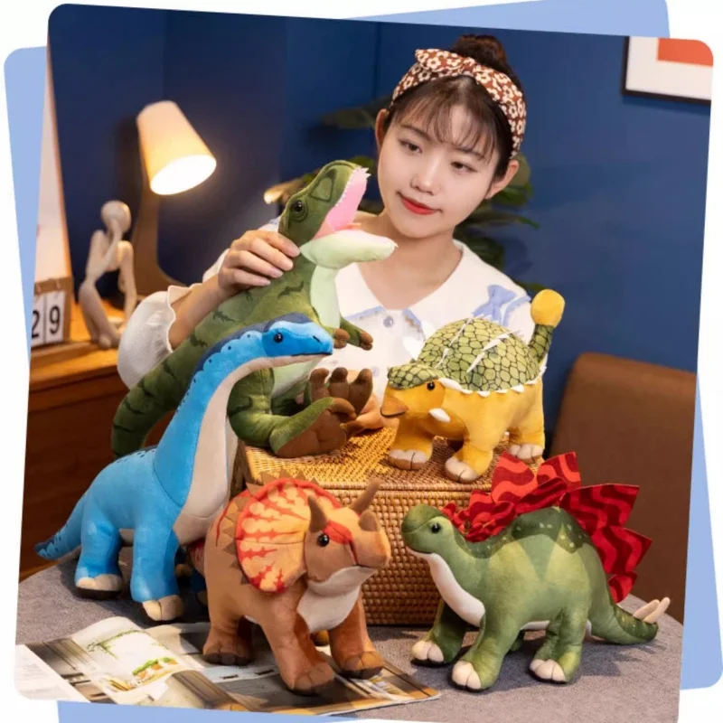 Lifelike Jurassic Dinosaur Stuffed Animals and Plush Toys Tyrannosaurus Rex and Triceratops Doll Perfect as Birthday Gifts