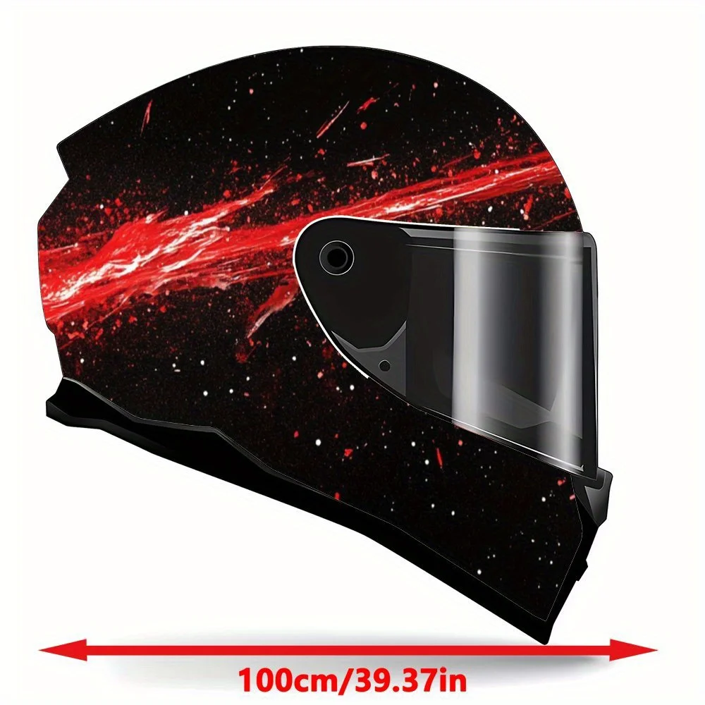 Crimson Energy Currents, Wavy Cosmic Glow，Helmet Vinyl Wrap, Waterproof Removable Decals for Motorcycle Bike Helmets, Anti-Scrat