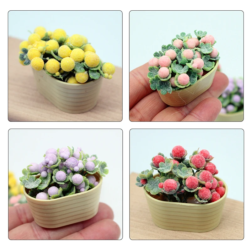 1/12 Dollhouse Simulation Flower Plant Potted Dollhouse Mini Home Decoration Dolls House Micro Landscape Plant Accessories