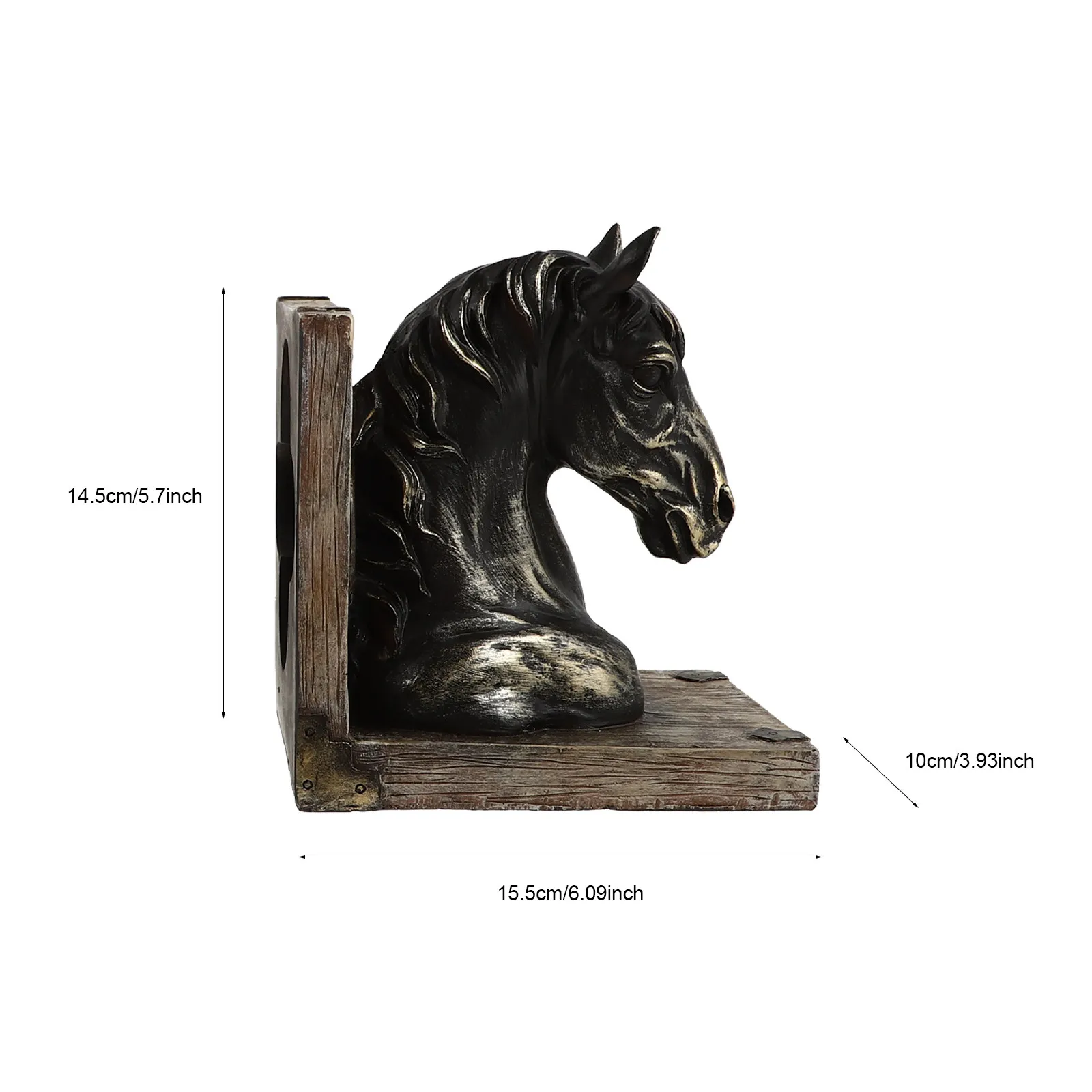 1Pair Retro Horse Head Bookends Resin Bookshelf Fixator Practical Office Study Room Decoration Exquisite Bookend