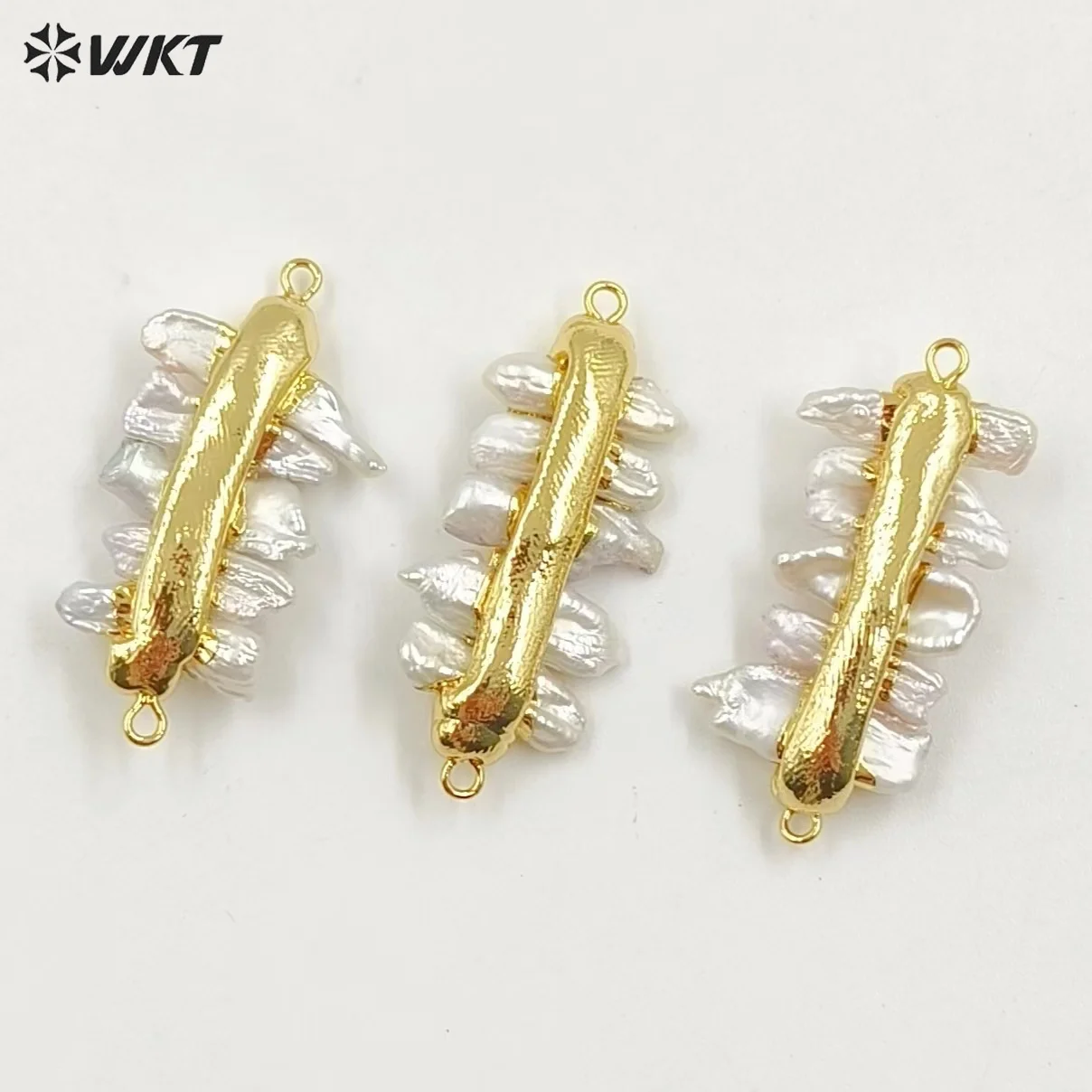 WT-JP039 WKT New Design Fashion Charming Connector And Natural Freshwater Pearl Irregular Shape For Jewelry Making Findings