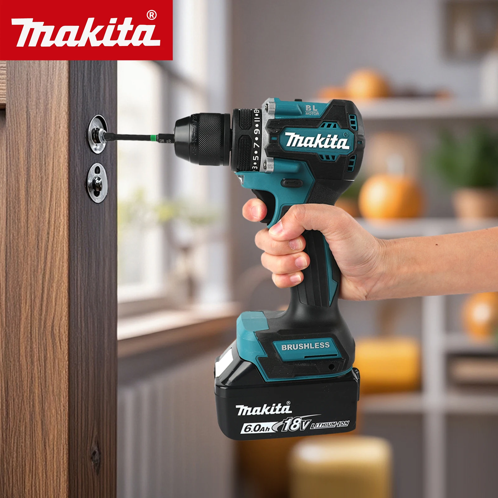 Makita-DDF487 10mm Charging Drill, Brushless Lithium Electric Screwdriver, Home Wireless Pistol Drill, 10mm, New