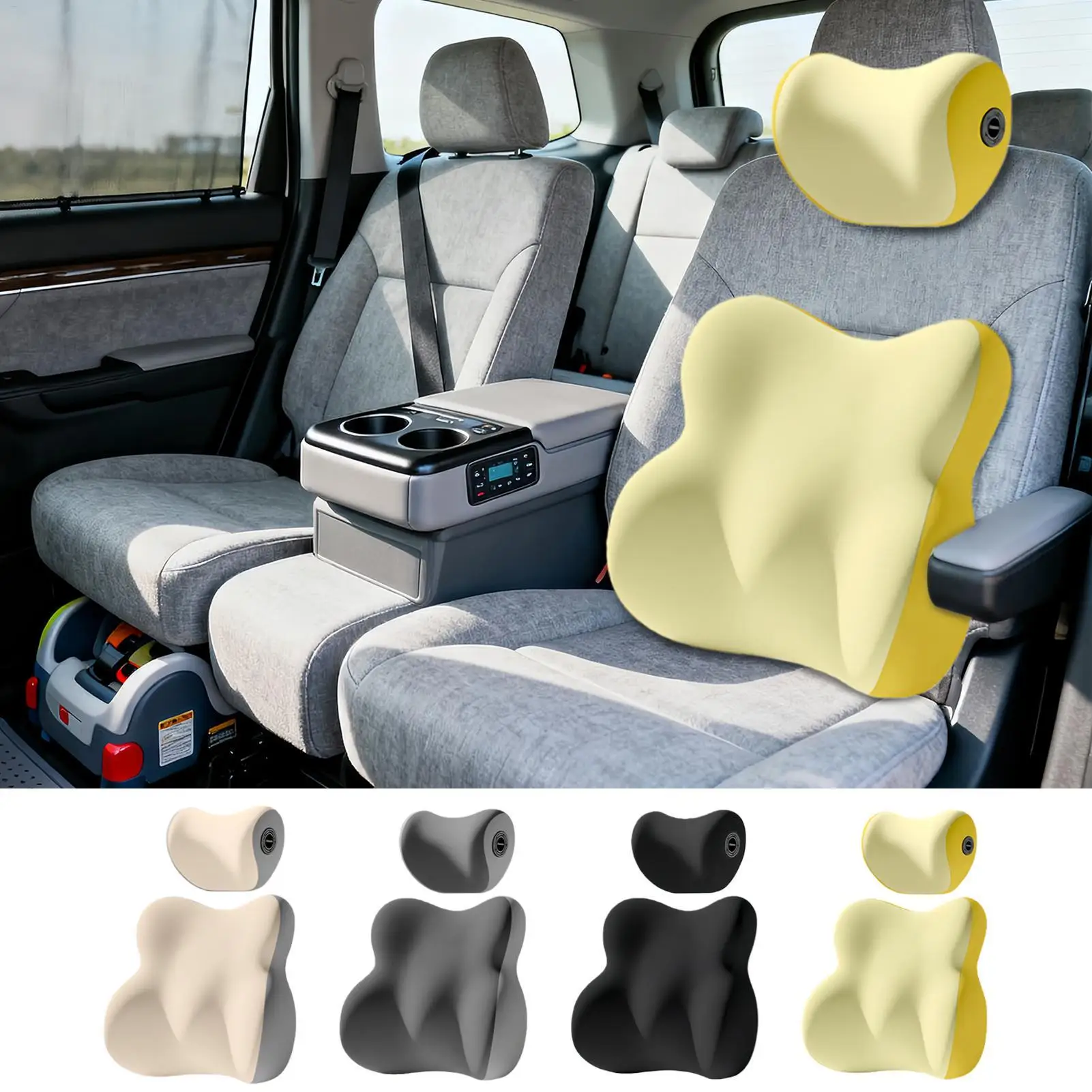 Lumbar Pillow For Car Ergonomic Breathable Memory Foam Accessories Car Seat Headrest For Vehicle Truck Travel Trip Commuting