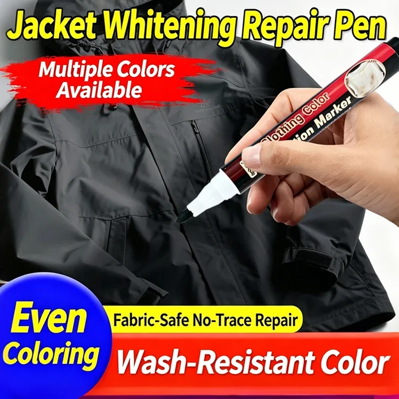 2pcs Clothing Correction Pen White Black Faded Shirts, White-Out Damage on Pants, Jacket Whitening, Clothing Fabric Marker