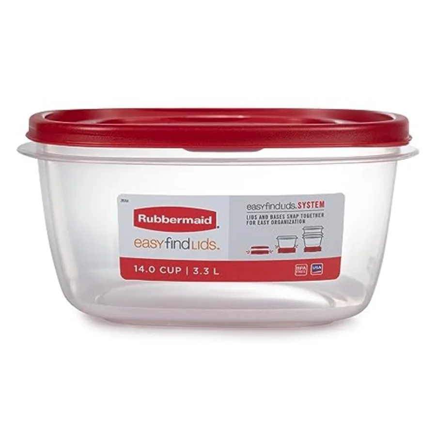 

Easy Find Lids Food Storage Container, 14 Cup, Red 2 Pack