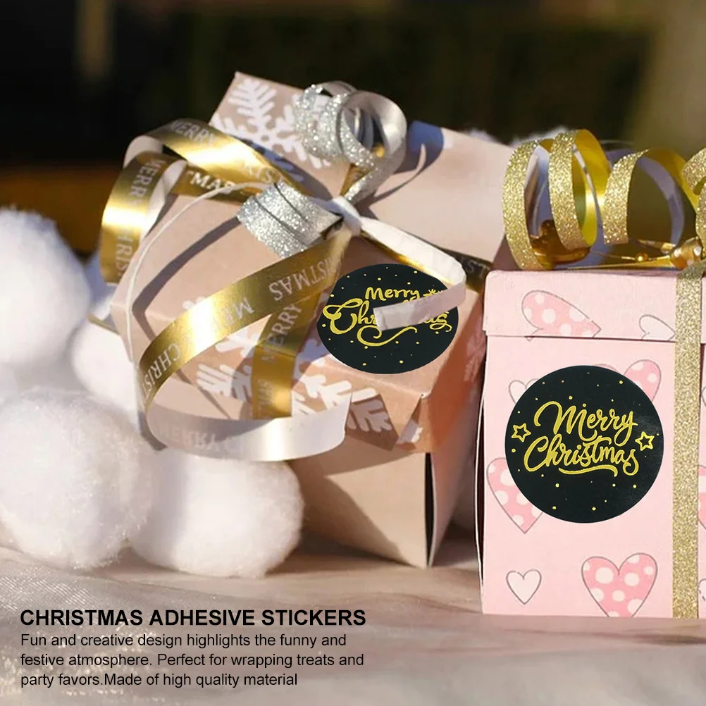 

2 рулона, рождественские наклейки, декор, самоклеящиеся золотые уплотнительные этикетки для конвертов, лакомств, упаковки, проекты ручной работы «сделай сам», вечерние использование