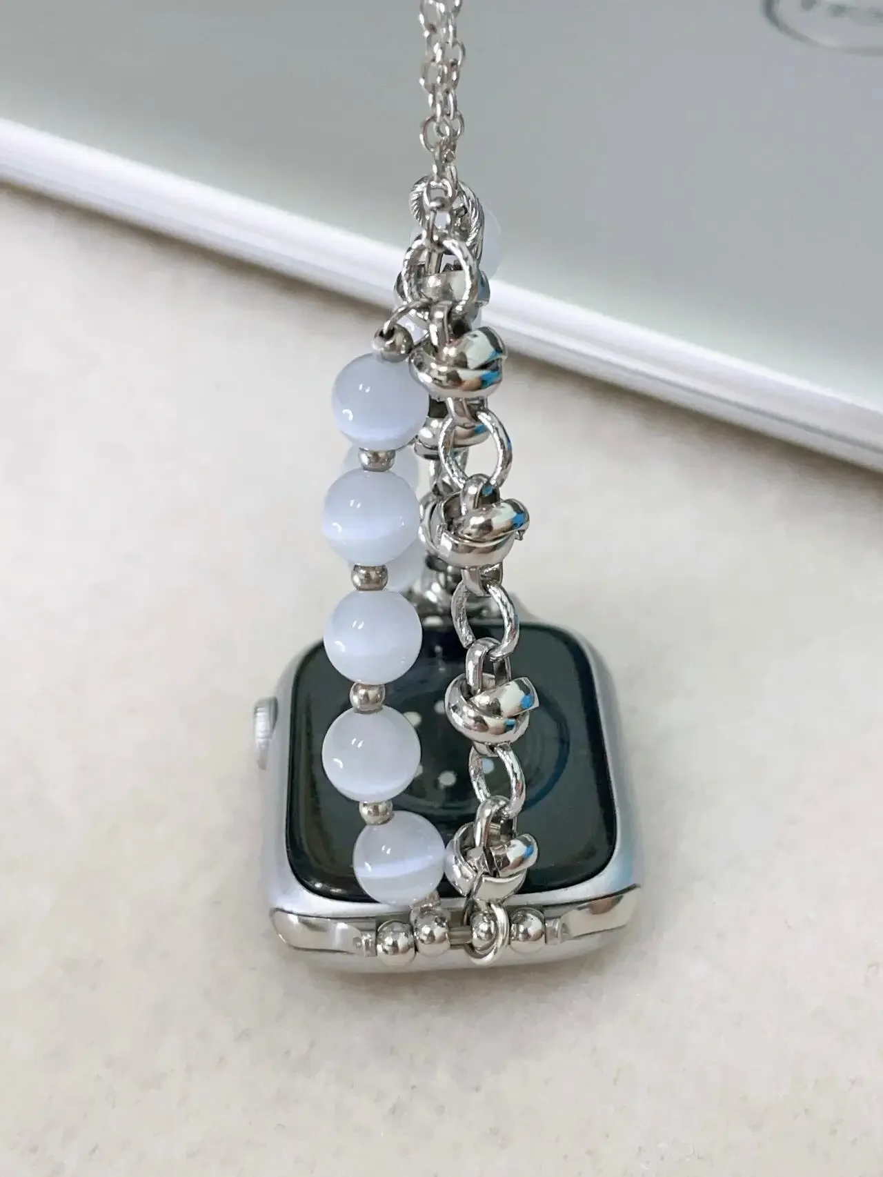 여성을위한 애플 시계 밴드에 대한 패션 비즈 금속 링크 스트랩 38mm 40mm 41mm 42mm 44mm 45mm 46mm 49mm