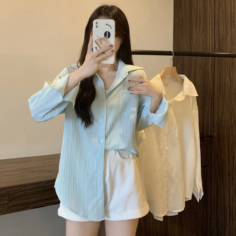 เสื้อคลุมกันแดดไซส์ใหญ่สำหรับผู้หญิง ดีไซน์ใหม่ล่าสุดสำหรับฤดูใบไม้ร่วง สไตล์เกาหลี ความยาวปานกลาง ผ้าบางเบา รุ่น Sensation Small Minori...