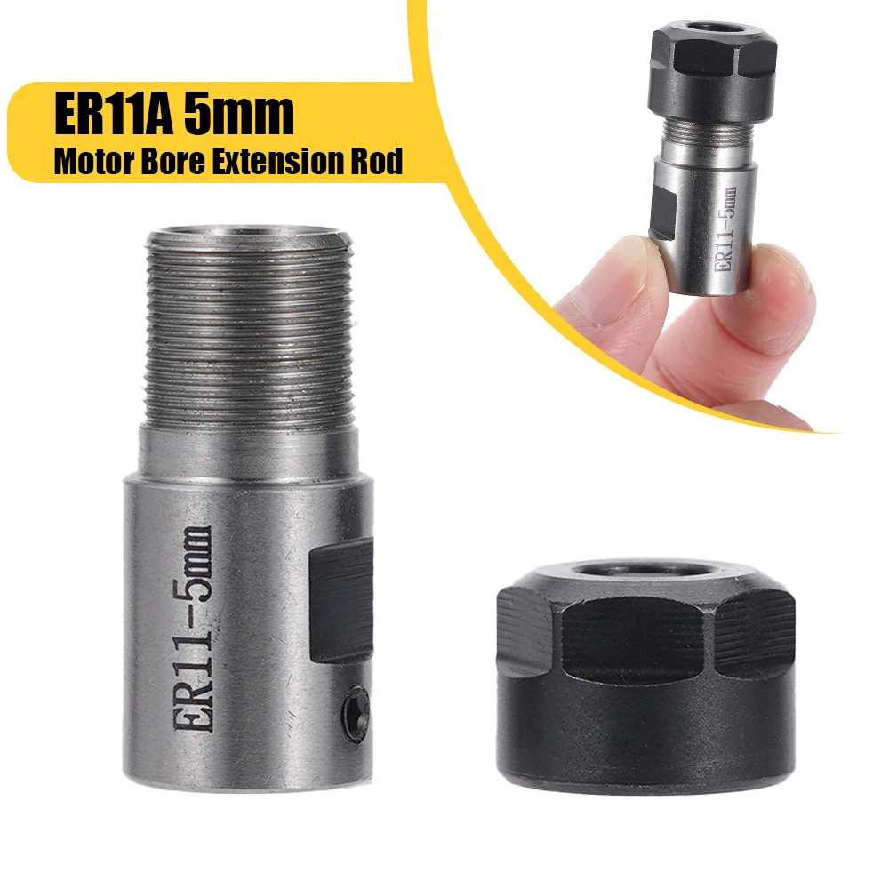 8 개/대 ER11A 5mm 스핀들 모터 척 연장로드 밀링 스프링 척 척 샤프트 시트 CNC 선반 조각 + 1-7mm ER11