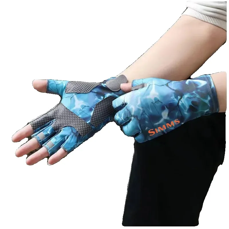 

2025 New Men Fishing Gloves Summer Sunscreen Breathable Anti-slip Fishing Gloves 3/5 Finger Ice Silk Elasticity Quick-dry Gloves