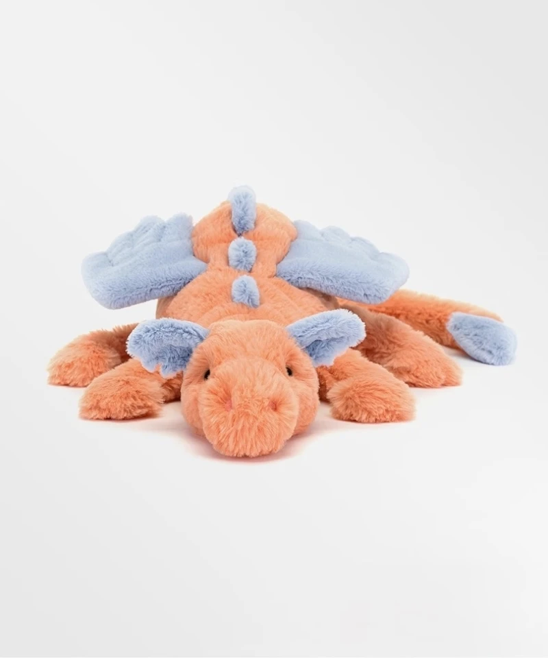 Jellycat Persimmon Dragon 66 см мягкая пушистая плюшевая игрушка - 100% натуральная приятная кукла, новая с биркой для подарка