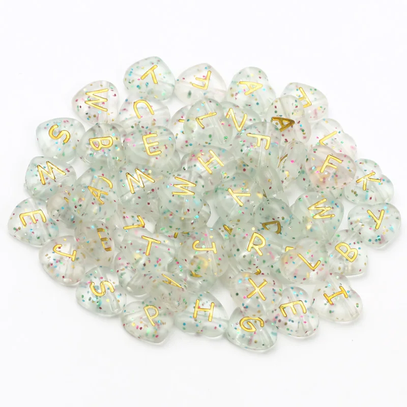 50pcs Glitter Gold Color Letter Beads Flower Shape Alphabet Acrylic Beads For Jewelry Making Crafts Charm Diy Earrings Bracelets