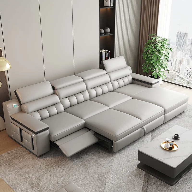 

Italian first class first floor leather electric multi-functional sofa bed functional sofa modern simple small apartment