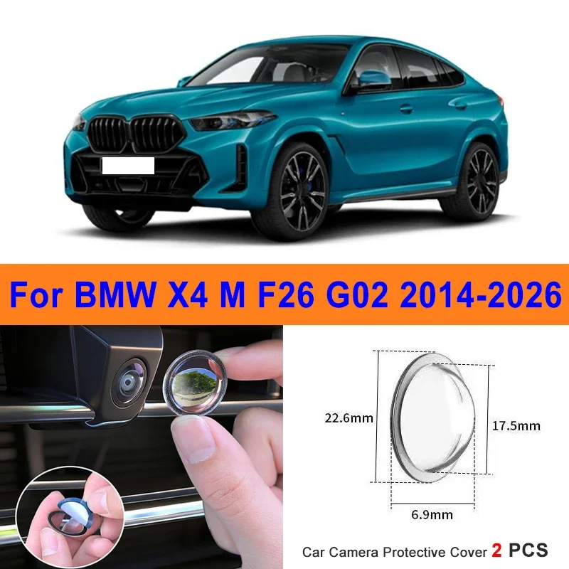 

360 Reverse Image Car Camera Cover Anti-Scratch PC Lens Protector Stickers For BMW X4 M F26 G02 2014-2026 2Pcs