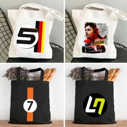 F1 fórmula 1 lando norris bottas carro de corrida feminino lona shopper bolsa de algodão harajuku tote ombro senhora eco saco de compras