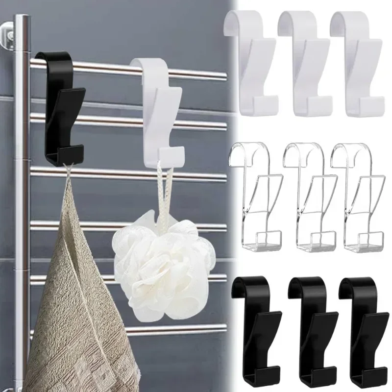 3/15PCS Bathroom Hanger Clips Heated Towel Radiator Rail Hook Holder Multifunction Drying Rack Hook Towel Clothes Storage Hanger