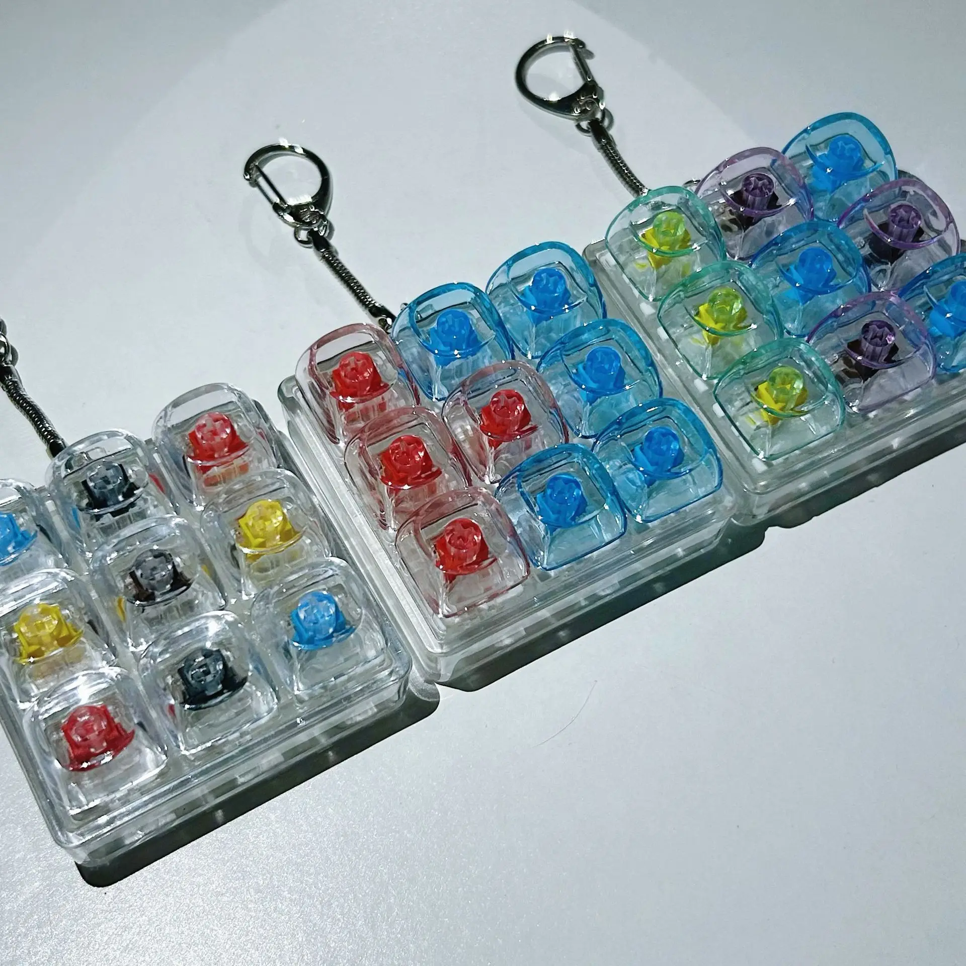 夏透明 9 キー指先ストレスリリーフおもちゃ楽しい指クリッカーおもちゃ ECD メカニカルキーボードテスターそわそわキーホルダーチャーム