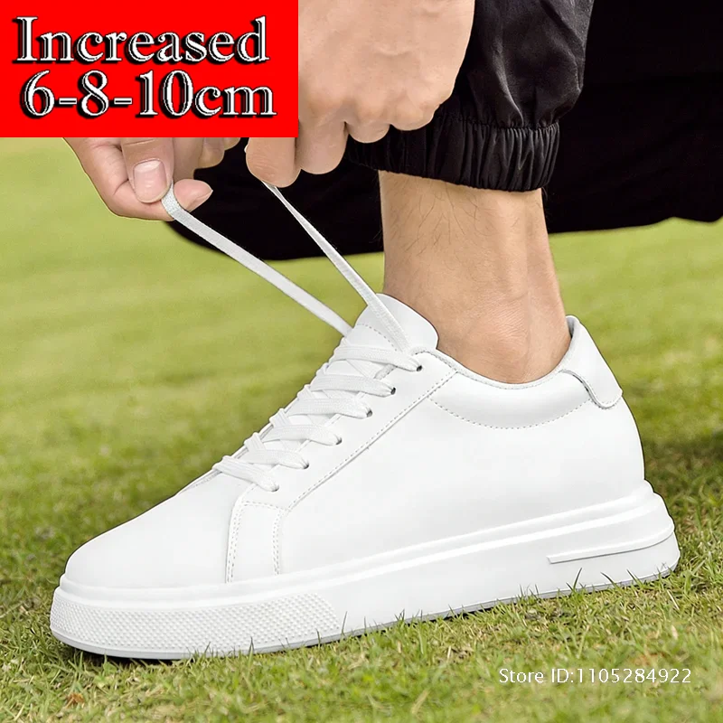 

New Men's Sneakers Elevator Shoes Heightening Height Increase Insole 6-10CM High Heels Shoes Leather Sport Shoes Men Shoes