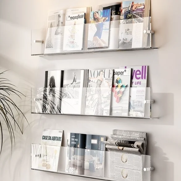 

Wholesale Wall Mounted Magazine Display Rack Colourful Acrylic Book Display Rack Magazine Racks Acrylic Display Stand Book