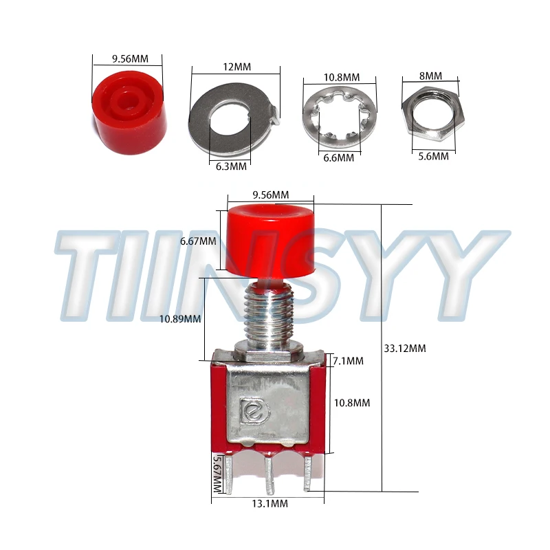 5PCS 3Pin C-NO-NC 6MM Mini Momentary Automatic Return Push Button Switch ON-(ON) 2A 250VAC/5A 120VAC
