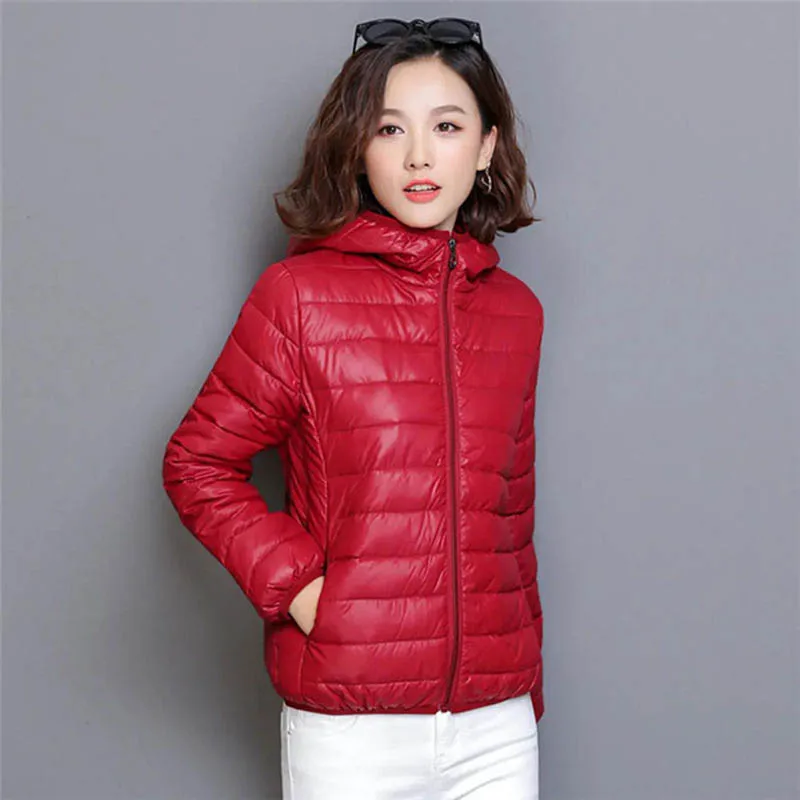 Glossy Winter Down Cotton Jacket 2024 Women Cotton-Padded Coat New Casual Ultra Light Hooded Parkas Short Warm Coat Female