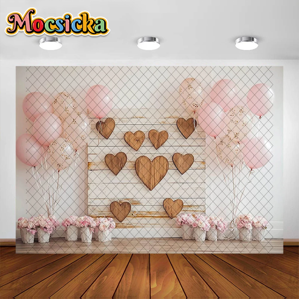 Mocsicka Photography Background Valentine's Day Floral Arch Decoration Backdrop Baby Shower Couple Portrait Photo Studio Props