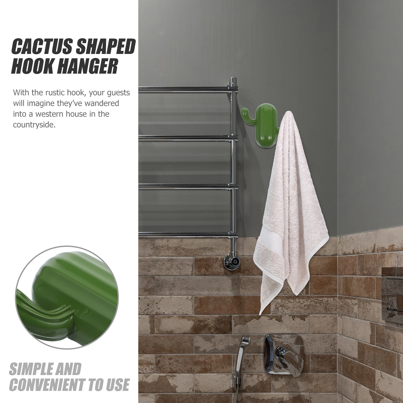 

Cactus Shaped Hook Hanger Compact Wall Mount Decorative Household Storage Towel Robe Coat Bag Hat Key Hook