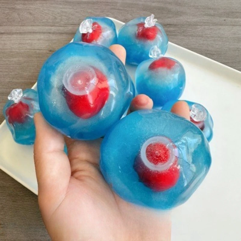 Shapable Cherry Sandwich Slushie Stress Ball Slow Rising Non-Bounce Squeeze Toy ASMR Crackling Sound Sensory Fidget for Anxiety view 2