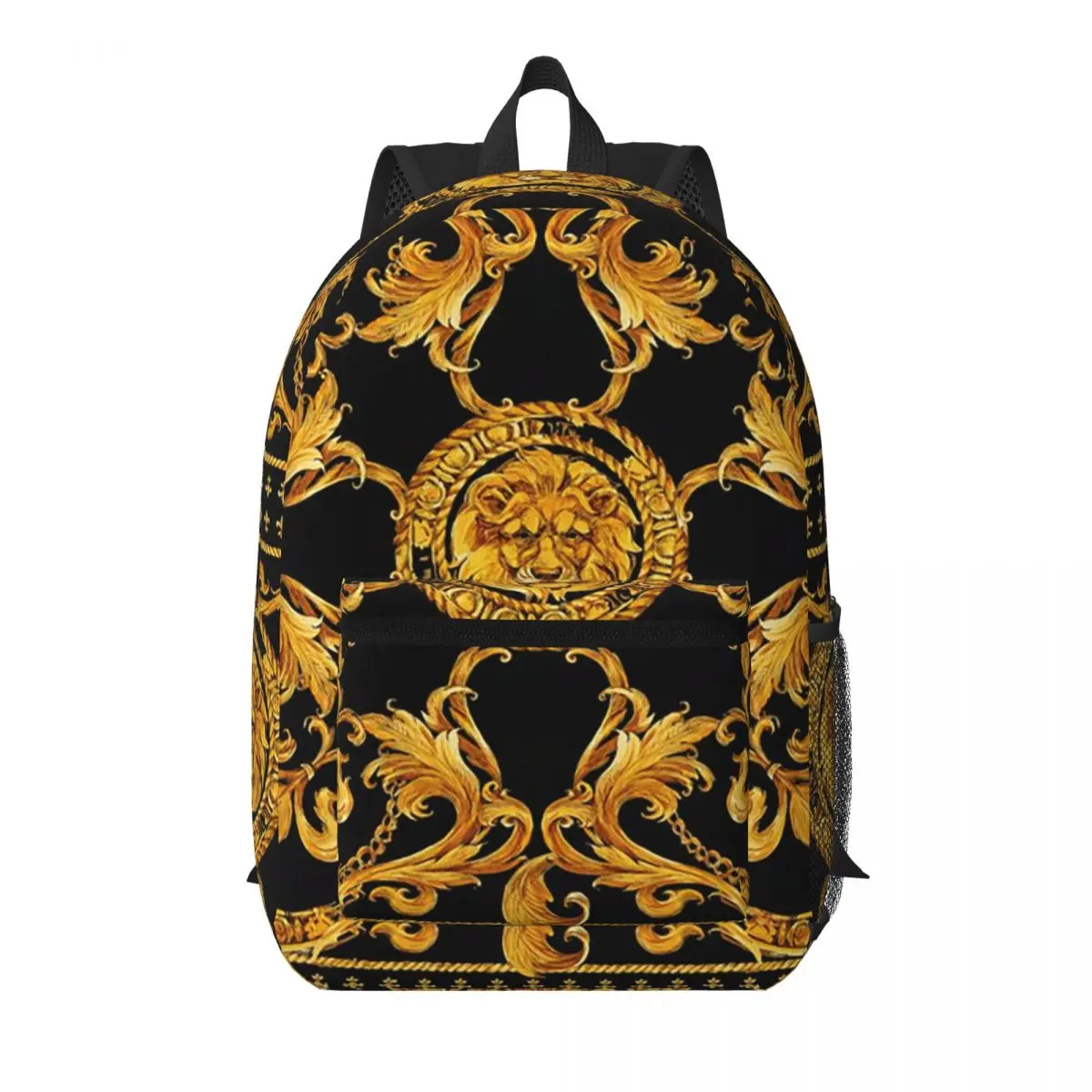 

Golden Lion Baroque Pattern Student Backpack School Bag Hiking Travel Daypack for Boys Girls Bookbag Shoulder Bags