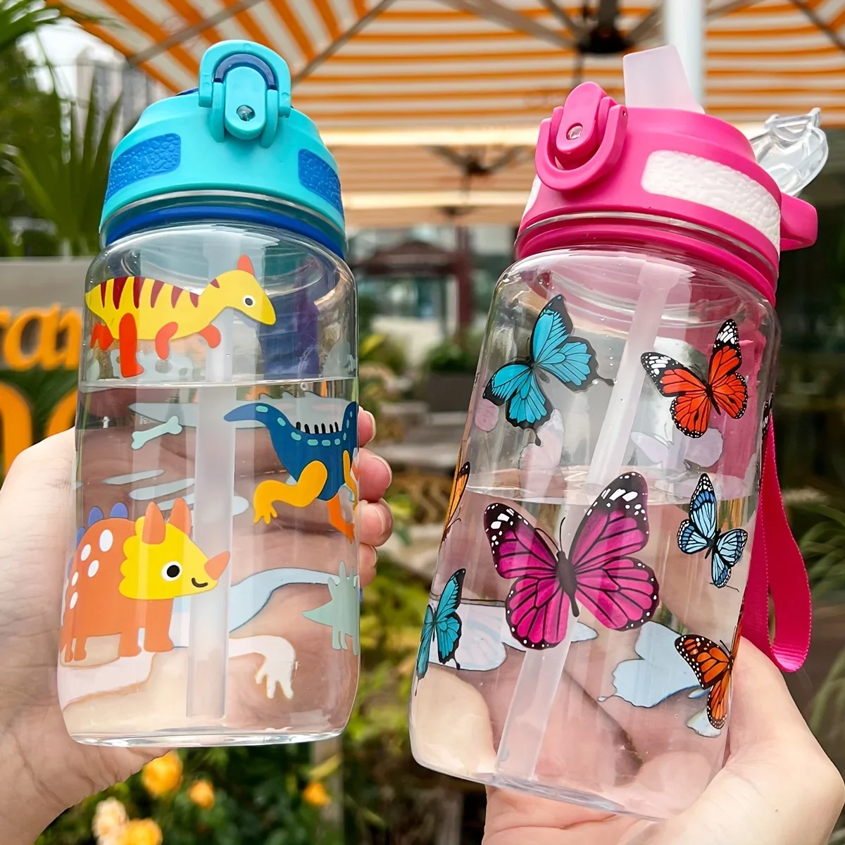 

600ml Cute Kids Water Bottle With Straw Leakproof Outdoor Portable Children's Cups School Water Bottle for Children