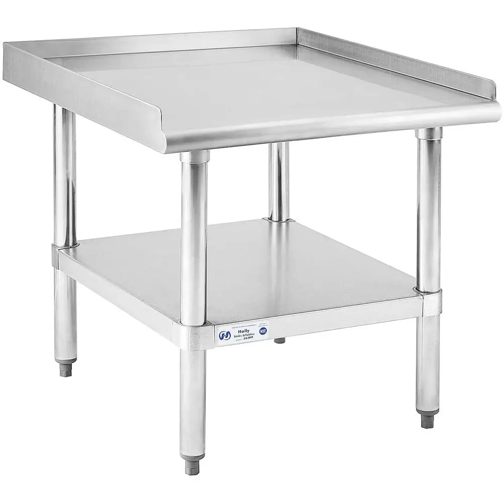 

Стол для приготовления пищи и работы Hally из нержавеющей стали 28x24 дюйма с нижней полкой, коммерческий, с задними и боковыми подставками, усиленный