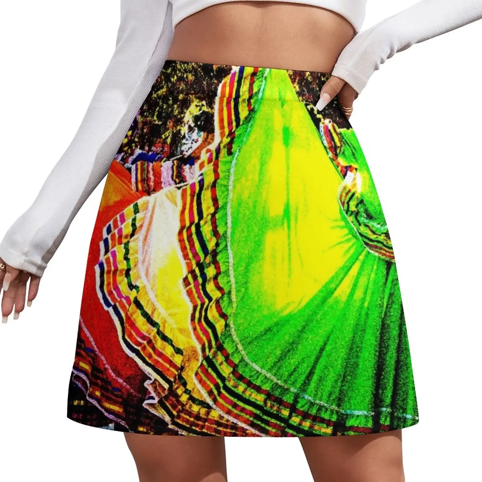 El Dia de los Muertos, Folklorico Dancers Mini Skirt skorts for women skirts for women