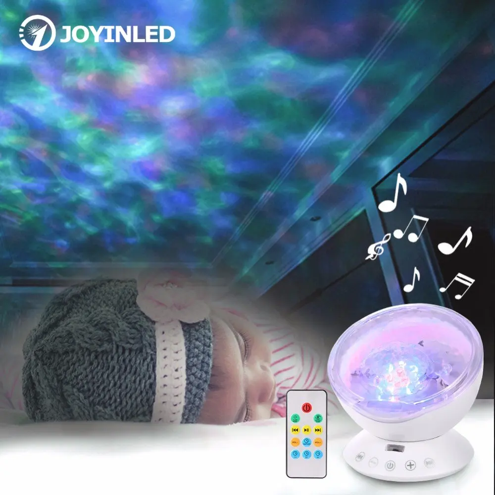 

Projector Ocean Wave Projector LEDNight Light Remote Control Built In Music Player Speaker 7 Color Modes for Party Kids Children