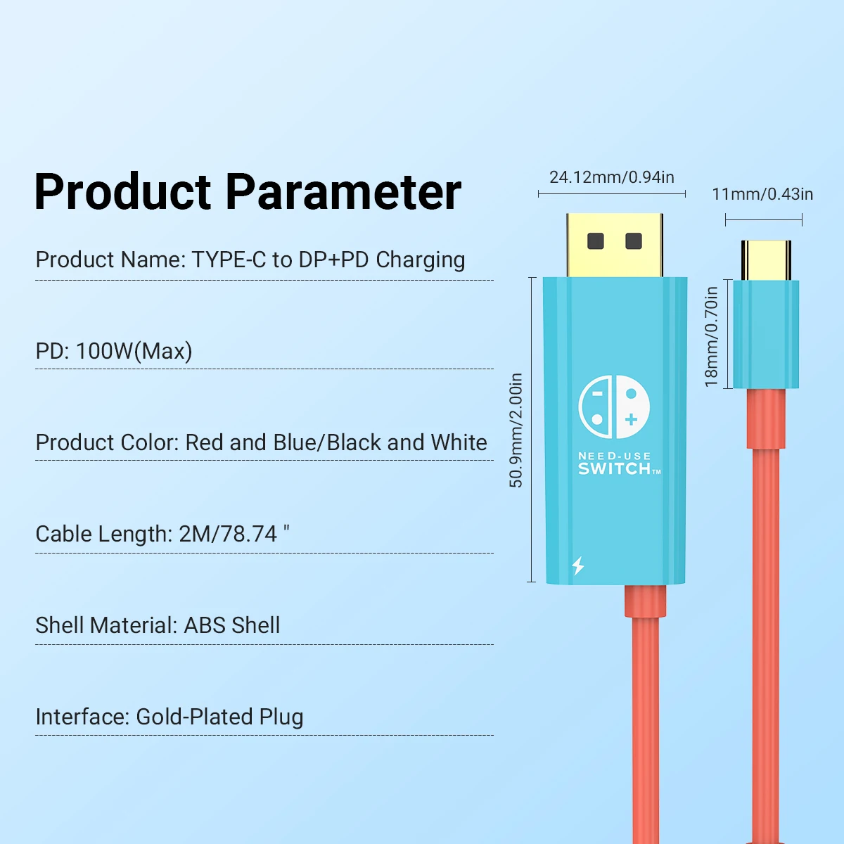 USB C to Display Port 6.6 FT Cable 8K@60Hz 4K@120Hz Type-C to DP Adapter Thunderbolt 3 4 Compatible for Nintendo Switch MacBook