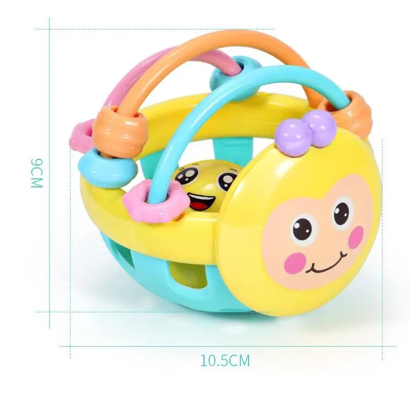 1 szt. Miękka zabawka dla dzieci, plastikowy dzwonek dla niemowląt 0-1 rok, gryzak i zabawka do chwytania, dzwonek w kształcie kuli, mobil na łóżeczko z napędem ręcznym.