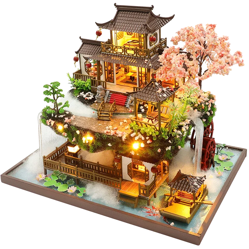 Diy Wooden Doll House Kit Miniature With Furniture Chinese Villa Loft Casa Villa Dollhouse Toys For Grown-up Girl Brithday Gift