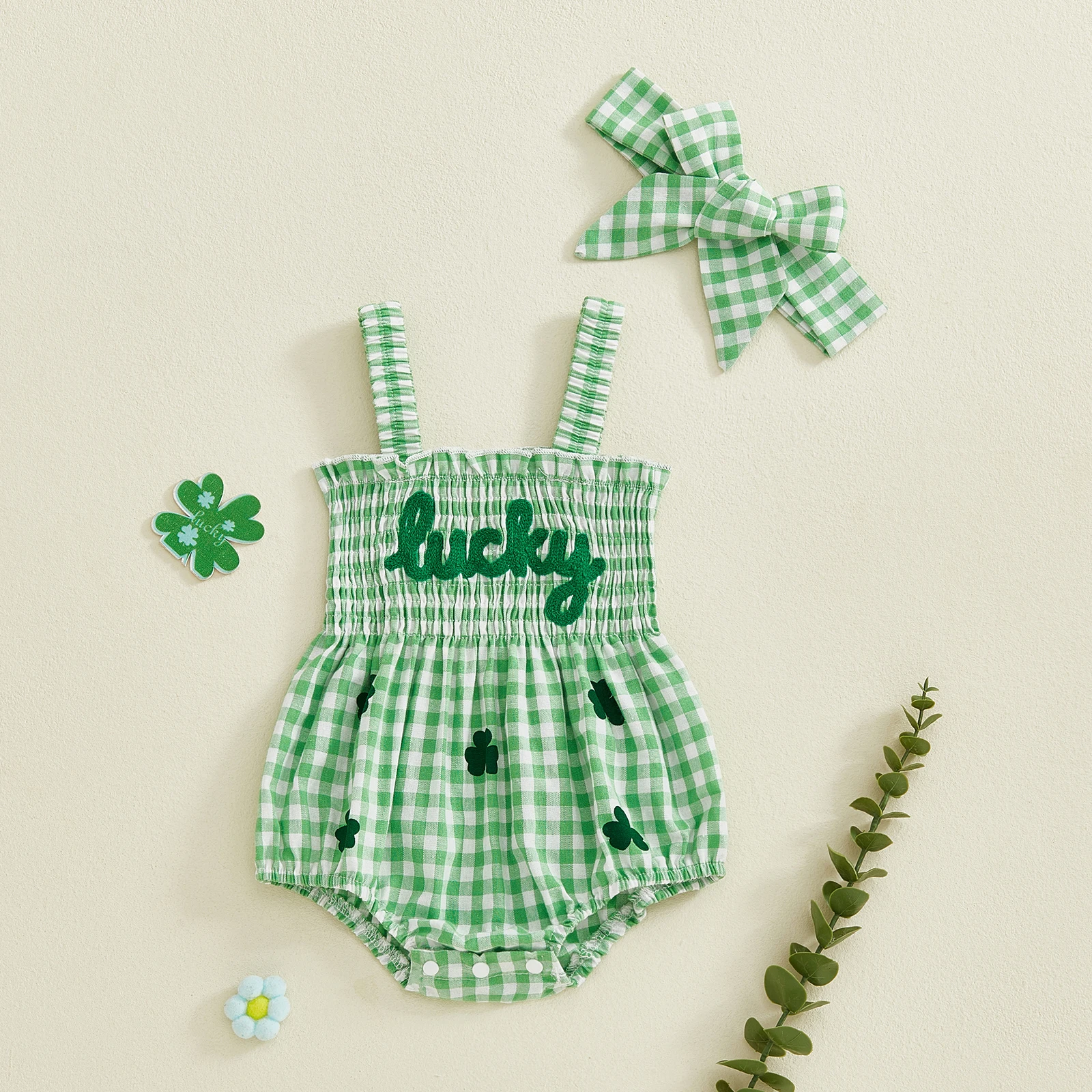 طفل الفتيات ملابس الربيع شامروك رسالة مطرزة منقوشة تكدرت تقليم أكمام رومبير و القوس عقال 2 قطعة مجموعة