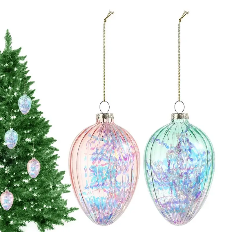 

Egg Ornaments For Tree 2x Decorative Eggs Tree Dangle Decorations 12x7cm/4.7x2.7inch Glass Easter Ornaments Easter Tree
