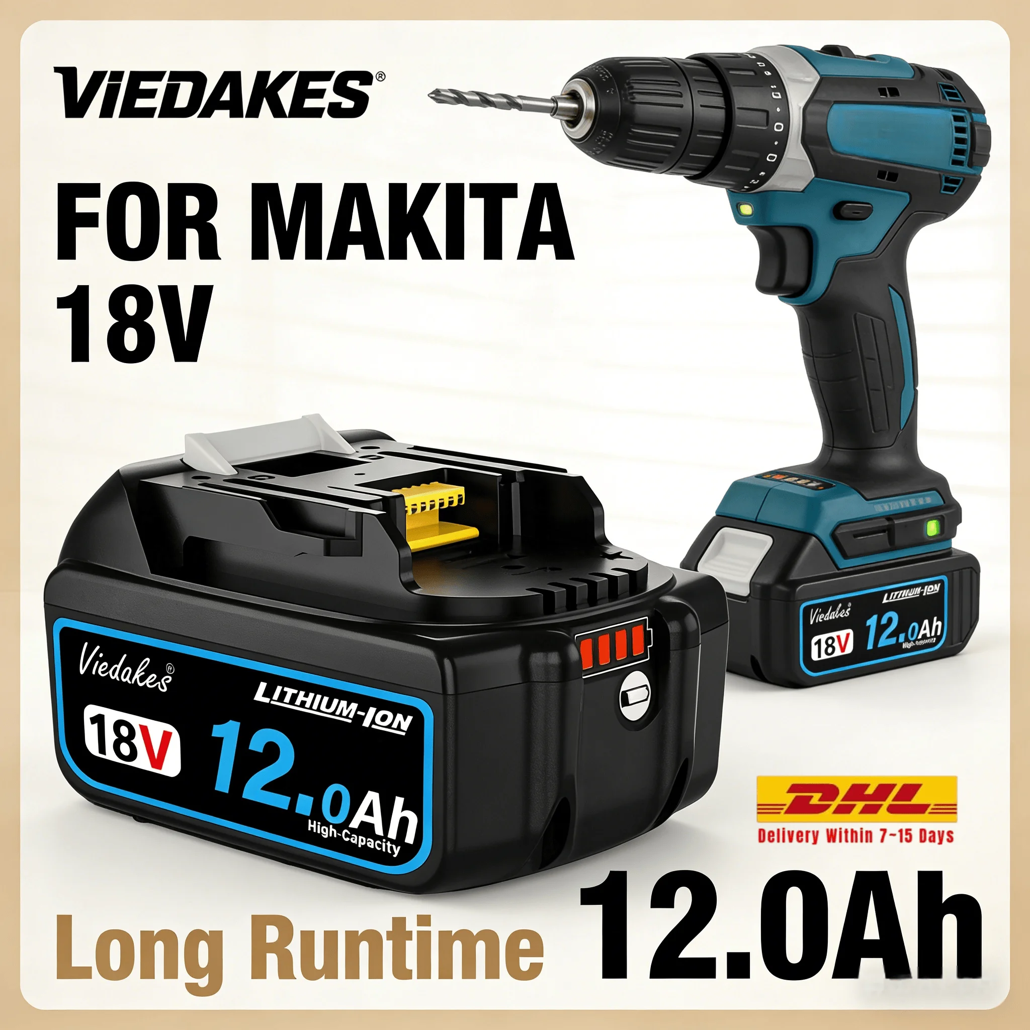 

For Makita 18V Battery 8Ah 18650 Rechargeable Battery with LED Indicator for Makita 18V LXT Series Tools