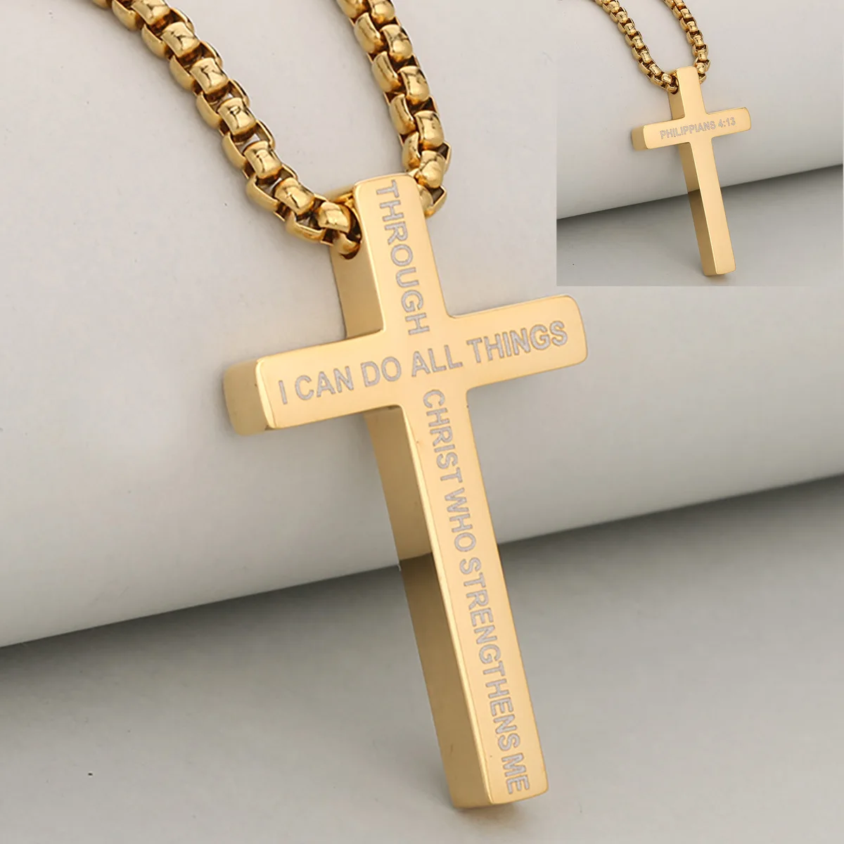 

Classic Vintage Vintage Stainless Steel Gold-Plated Letter Cross Pendant Necklace For Men And Women, Simple & Elegant
