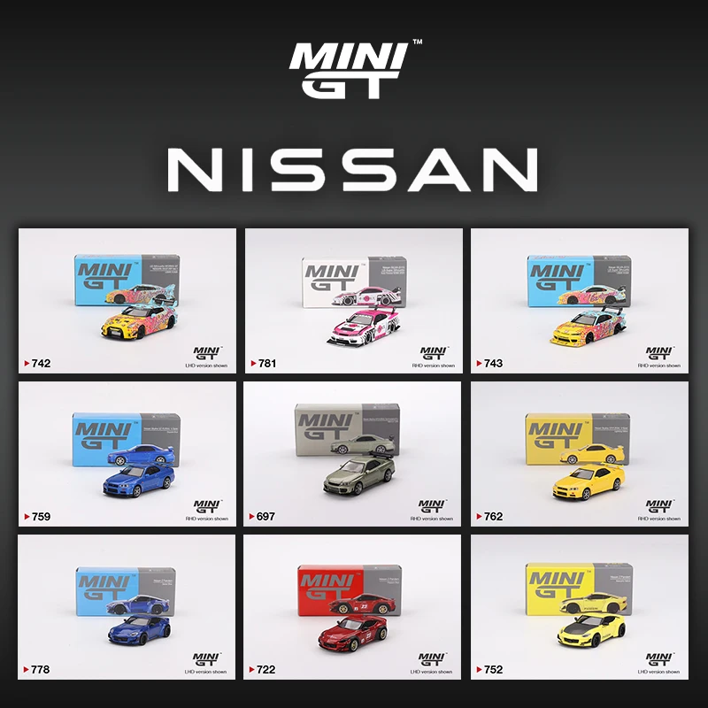 MINIGT 1:64 Nissan Z Skyline GTR R34 V SPEC LBWK R35 Silvia S15 KUMA  Diecast Diorama Model Collection Toys