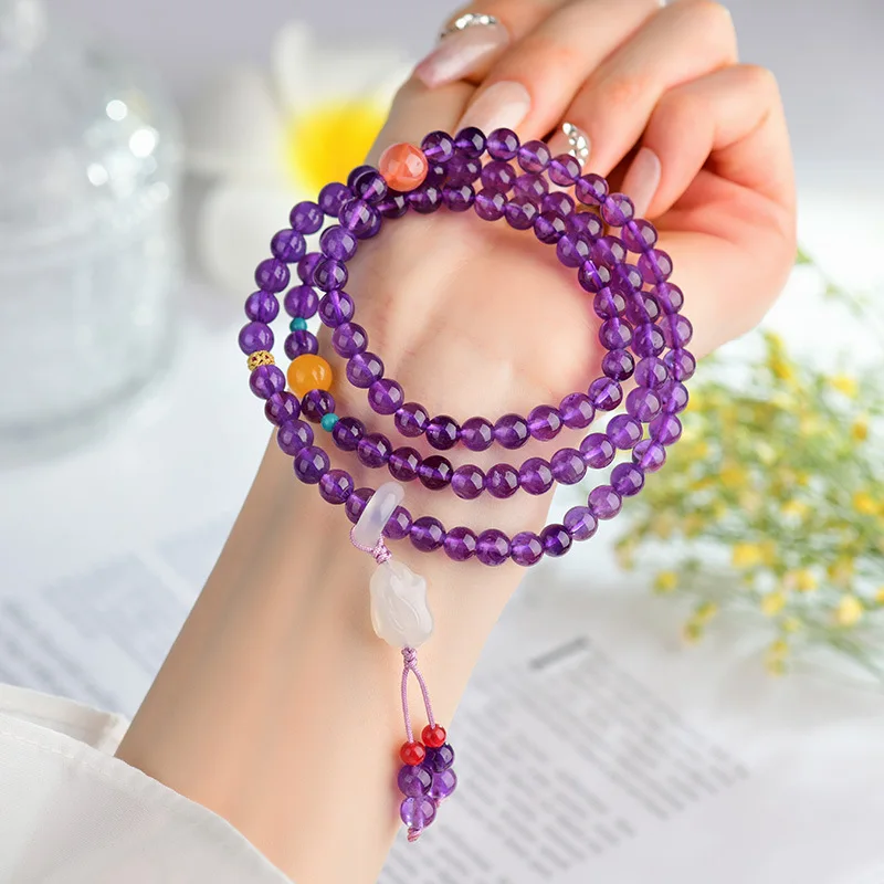 

Natural Amethyst Multi-Circle Rabbit Pendant Retro Style New Bracelet