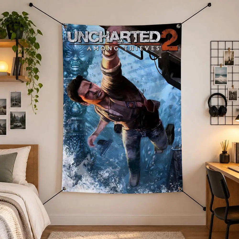 Game U-Uncharted Flags Vertical Wall Hanging for Bedroom Dorm Living Room Party Garage Camping