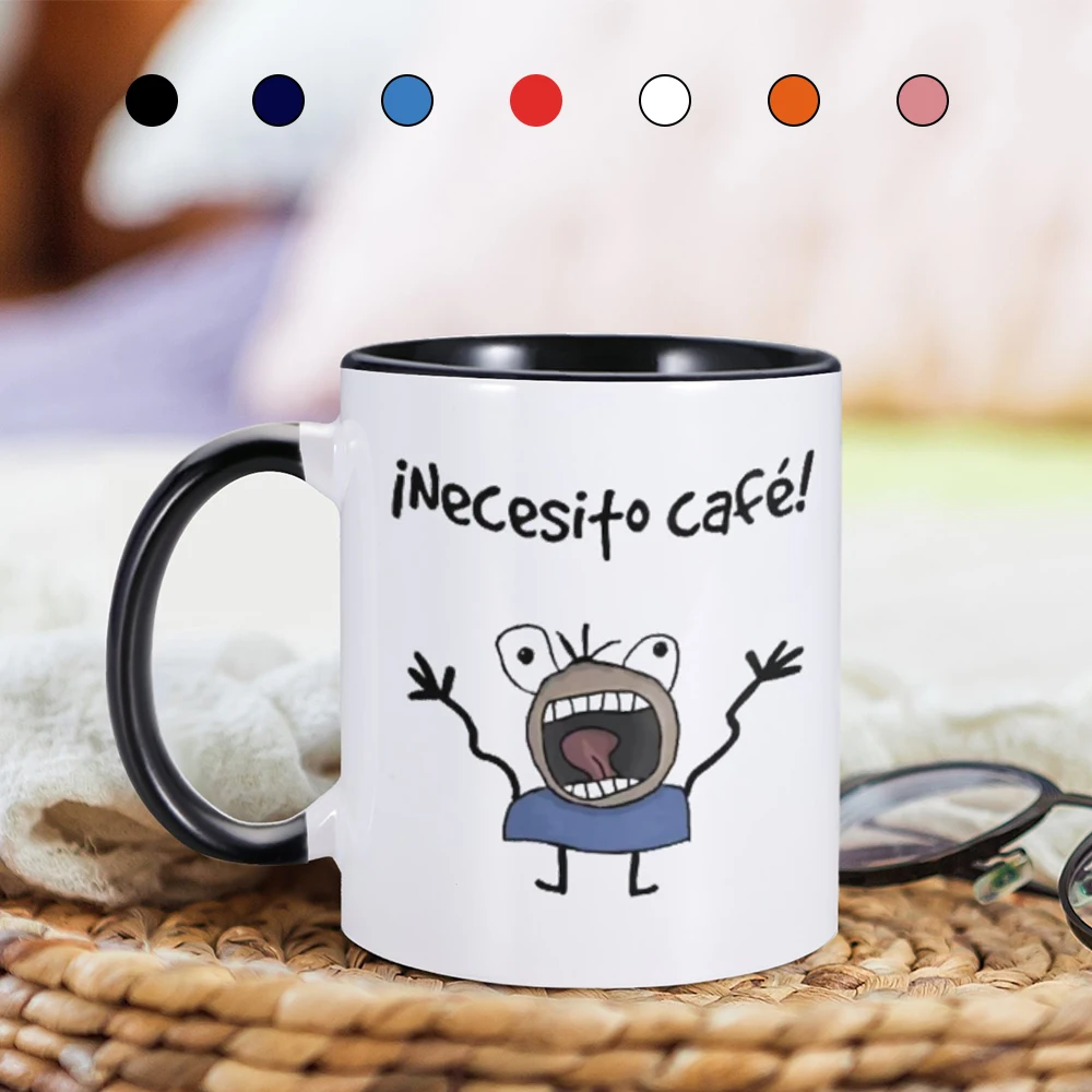 Funny Spanish Language Ceramic Mug I Need Coffee Mugs Necesito Café Creative Gifts for Him Her Friend Birthday Cute Present