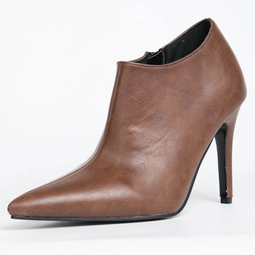 10CM Thin High Heels Women Ankle Boots Pointed Toe Shoes Side Zipper Big Size 36-46